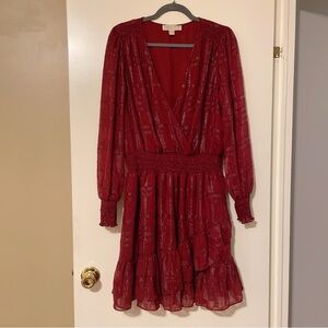 Michael Michael Kors Burgundy Sparkle Mini Dress Size XL